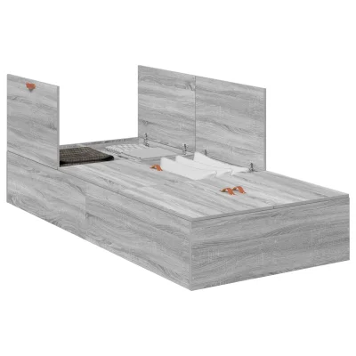 vidaXL Postelja z dodatnim prostorom za shranjevanje Siva Sonoma 80x200 cm