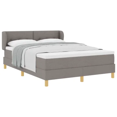 vidaXL Postelja z vzmetnico - taupe, 140x190 cm, tkanina