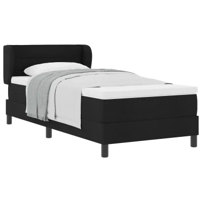 vidaXL Postelja z vzmetnico Črna 90x190 cm Tkanina