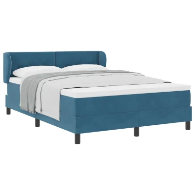 vidaXL Box Spring postelja z vzmetnico temno modra 140x200 cm žamet
