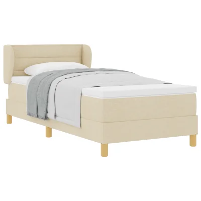 vidaXL Box Spring postelja z blazino krem 100x200 cm tkanina