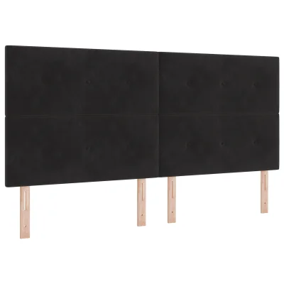vidaXL Nadstavek z gumbi, črn, 200 cm, žamet