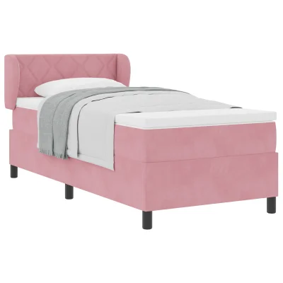 vidaXL Box Spring postelja z vzmetnico Roza 100x200 cm Žamet