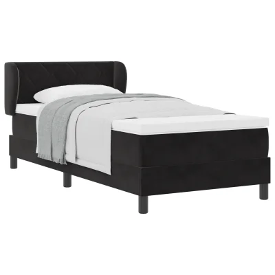 vidaXL Postelja s vzmetnico Črna 90x190 cm Žamet