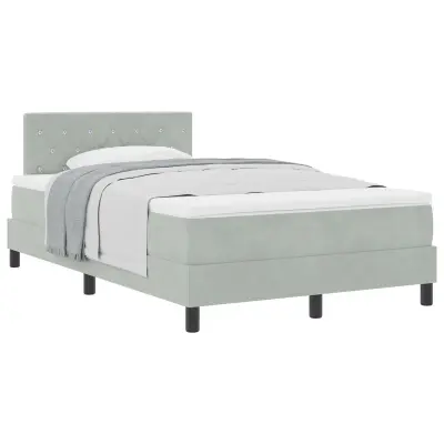 vidaXL Box Spring Postelja z Mattico Svetlo Siva 120x200 cm Žamet