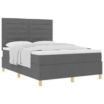vidaXL Box Spring Bed z vzmetnico Temno siva 140x200 cm Tkanina