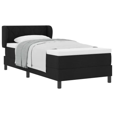 vidaXL Postelja z vzmetnico Črna 90x190 cm Tkanina