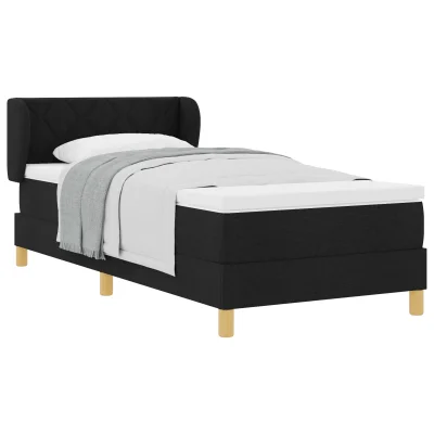 vidaXL Črna Box Spring Postelja s Peno, 100x200 cm, Tkanina