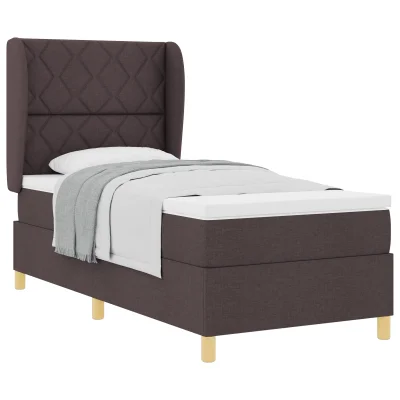 vidaXL Box Spring postelja z vzmetnico temno rjava 100x200 cm tkanina