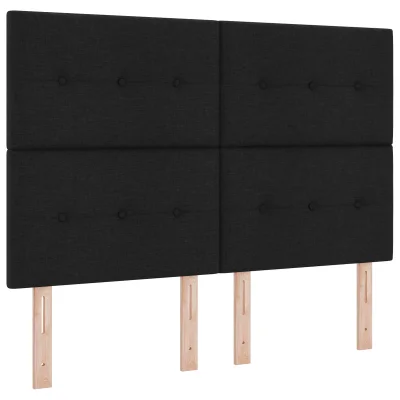 vidaXL Postelja z vzmetnico Črna 140x190 cm Tkanina