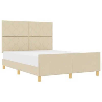 vidaXL Postelja Krem 160x200 cm Tkanina