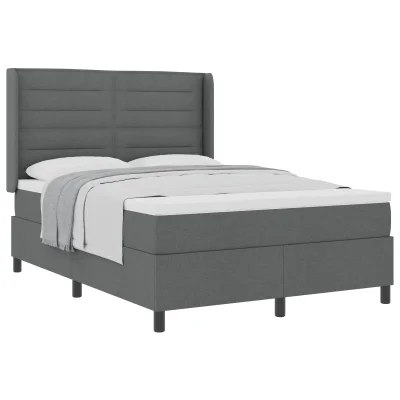 vidaXL Box Spring postelja z vzmetnico temno siva 140x190 cm tkanina
