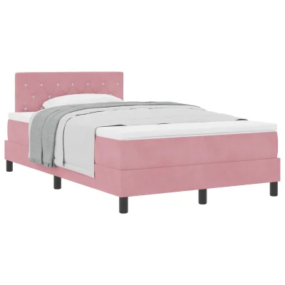 vidaXL Box Spring Postelja z Blazino Roza 120x200 cm Velvet