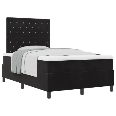 vidaXL Box Spring Postelja z Blazino Črna Mala Dvojna Žamet
