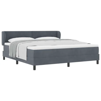 vidaXL Box Spring postelja s blazino temno siva 180x200 cm žamet