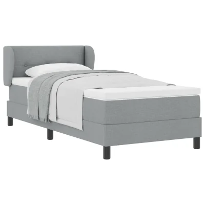 vidaXL Box Spring postelja z vzmetnico - Svetlo siva, 90x200 cm, Tkanina
