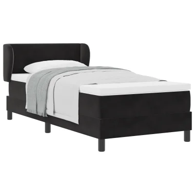 vidaXL Box Spring postelja z vzmetnico, črna, 100x200 cm, žamet