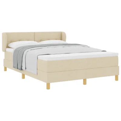 vidaXL Box Spring postelja z vzmetnico v kremni, 160x200 cm tkanina