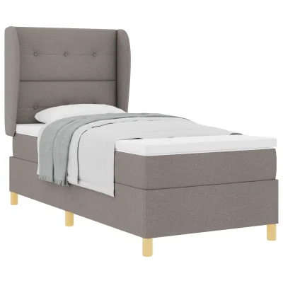 vidaXL Box Spring postelja z vzmetnico v taupe barvi, 80x200 cm, tkanina