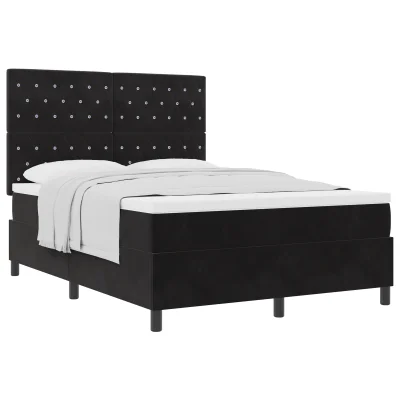 vidaXL Box Spring postelja z vzmetnico Črna 140x200 cm Žamet