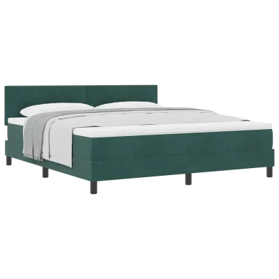 vidaXL Box Spring postelja z vzmetnico temno zelena super kralj velikost žamet