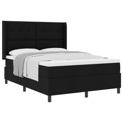 vidaXL Box Spring Postelja z Blazino Črna 140x190 cm Tkanina