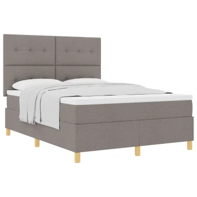 vidaXL Postelja z vzmetnico Taupe 140x190 cm Tkanina