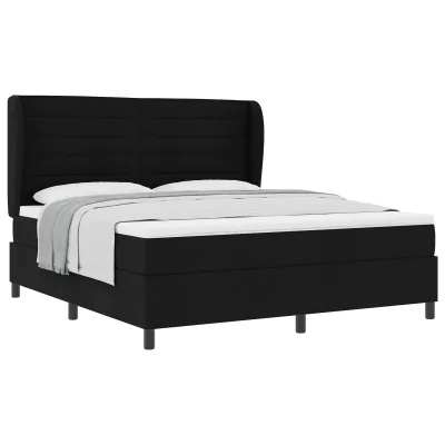 vidaXL Box Spring Postelja z Vzmetnico Črna 180x200 cm Tkanina