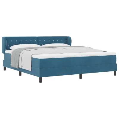 vidaXL Box Spring postelja z vzmetnico temno modra 180x200 cm žamet