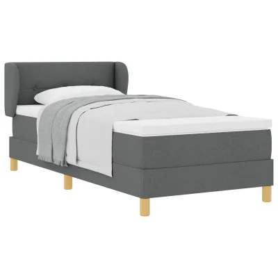 vidaXL Box Spring postelja z vzmetnico - Temno siva, 90x200 cm, Tkanina