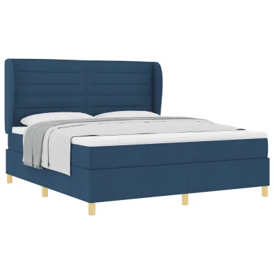 vidaXL Box Spring Postelja z Vzmetnico Modra 180x200 cm