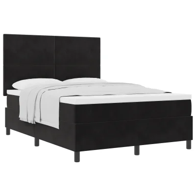 vidaXL Box Spring postelja z vzmetnico - Črna, 140x190 cm, Žamet