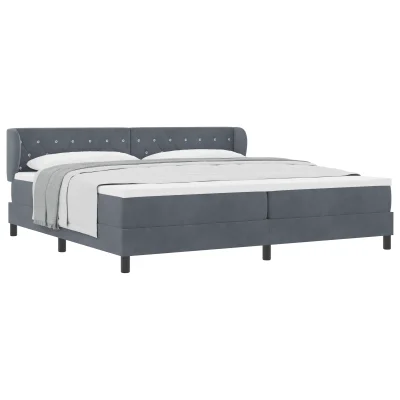 vidaXL Postelja s vzmetnico Temno siva 200x200 cm Žamet