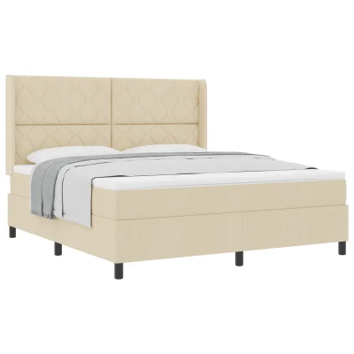 vidaXL Box Spring postelja z vzmetnico - Krem 180x200 cm Tkanina
