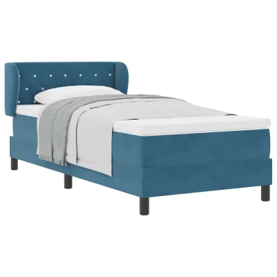 vidaXL Box Spring postelja z vzmetnico temno modra 100x200 cm žamet