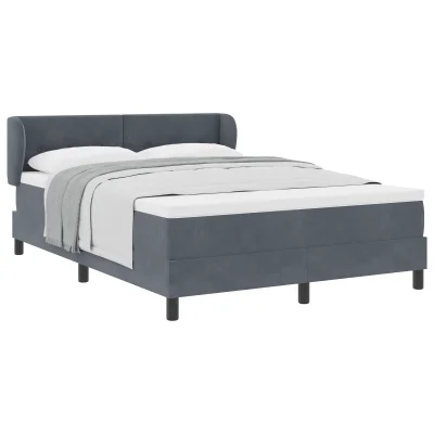 vidaXL Box Spring postelja z vzmetnico, temno siva, 140x200 cm, žamet