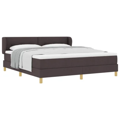 vidaXL_box spring postelja z matičem v temno rjavi barvi, 180x200 cm tkanina