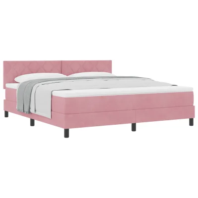 vidaXL Box Spring postelja z vzmetnico Roza Super King Velur