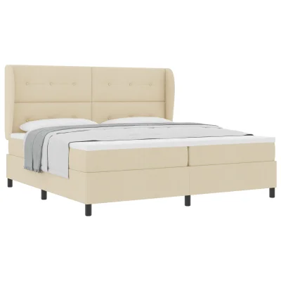 vidaXL Box Spring postelja z vzmetnico - Krem, 200x200 cm Tkanina