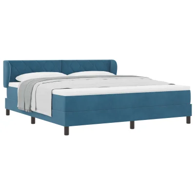 vidaXL Box Spring postelja z vzmetnico temno modra 180x200 cm žamet