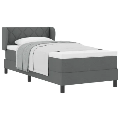 vidaXL Box Spring Postelja z Vzmetnico Temno Siva 90x200 cm Kovina