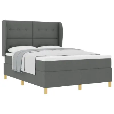 vidaXL Postelja na vzmet z vzmetnico Temno siva 140x200 cm Tkanina