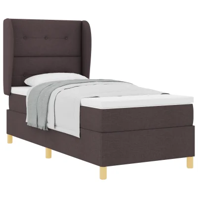 vidaXL Box Spring postelja z vzmetnico temno rjava 100x200 cm tkanina