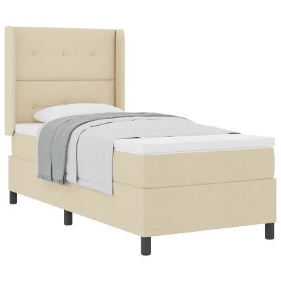 vidaXL Box Spring Postelja z Vzmetnico Krem 80x200 cm Tkanina