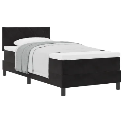 vidaXL Box Spring postelja z vzmetnico Črna 100x200 cm Žamet
