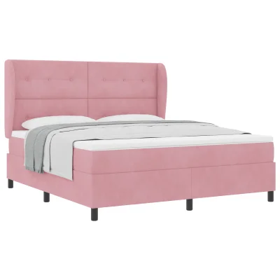 vidaXL Box Spring postelja s prejemo Roza 180x200 cm Žamet