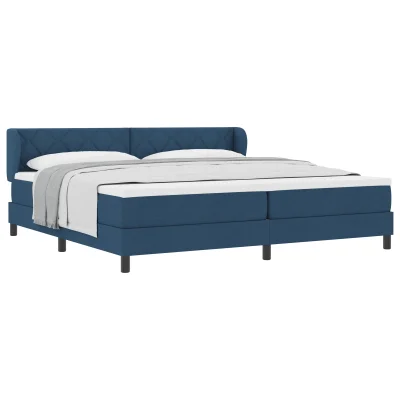 vidaXL Box Spring Postelja z Blazino Modra 200x200 cm Tkanina