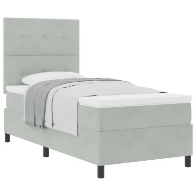vidaXL Box Spring Postelja s Blazino Svetlo Siva 80x200 cm Žamet
