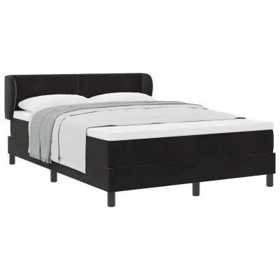 vidaXL Posteljni okvir s vzmetnico Črna 160x200 cm Žamet