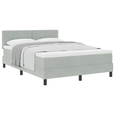 vidaXL Box Spring postelja z vzmetnico svetlo siva 140x200 cm žamet